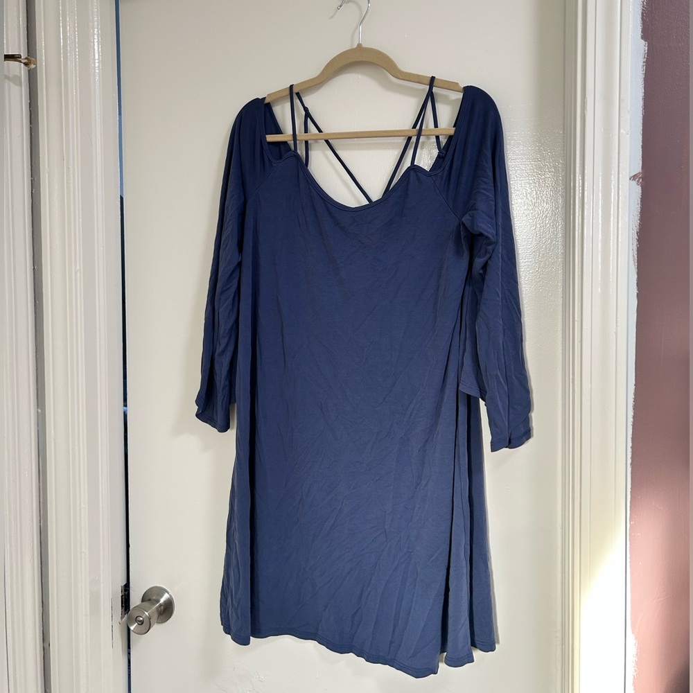 Lush Navy Long Sleeve Dress